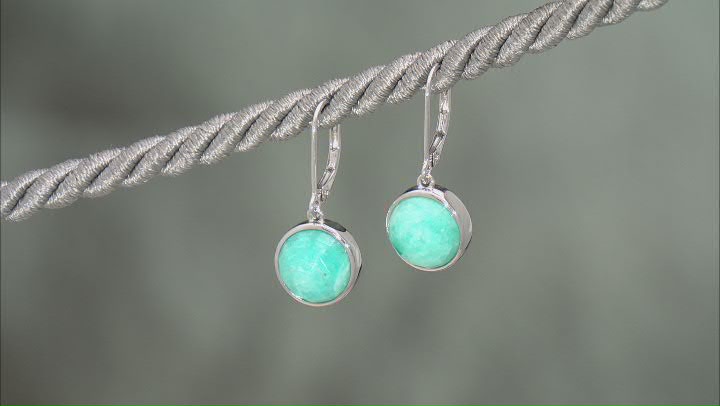 Blue Amazonite Rhodium Over Sterling Silver Earrings Video Thumbnail