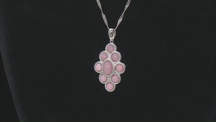 Pink Opal Rhodium Over Sterling Silver Pendant With Chain Video Thumbnail