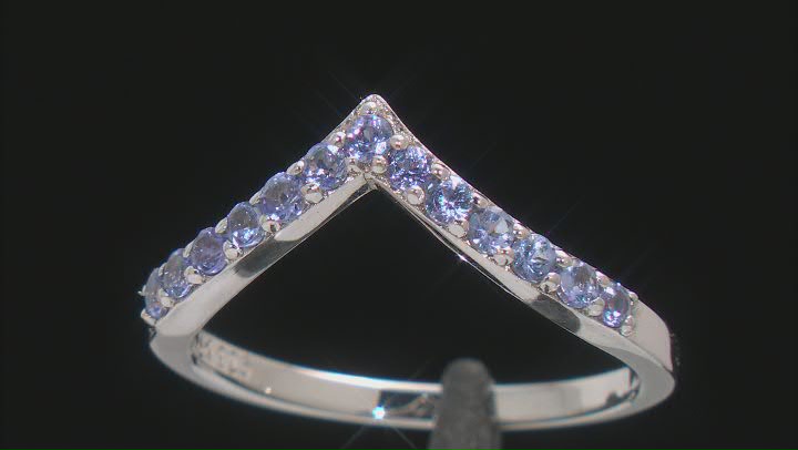 Blue Tanzanite Rhodium Over Sterling Silver Ring 0.48ctw Video Thumbnail