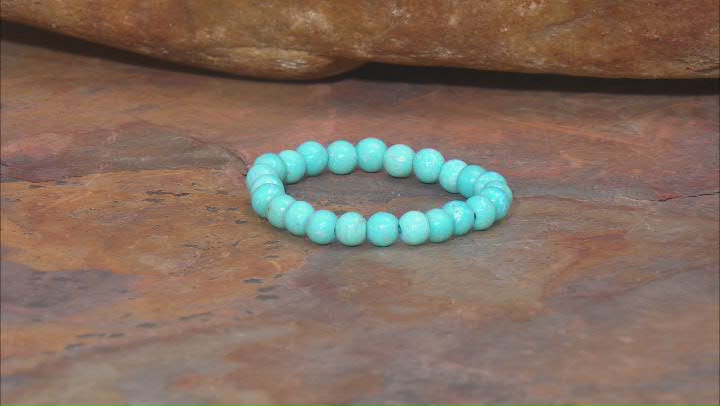 Sleeping Beauty Turquoise Beaded Stretch Ring Video Thumbnail