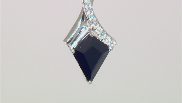 Kite Black Spinel With White Zircon Sterling Silver Pendant With Chain 5.11ctw Video Thumbnail