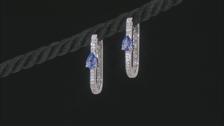 Tanzanite With White Zircon Rhodium Over Sterling Silver Earrings 0.87ctw Video Thumbnail