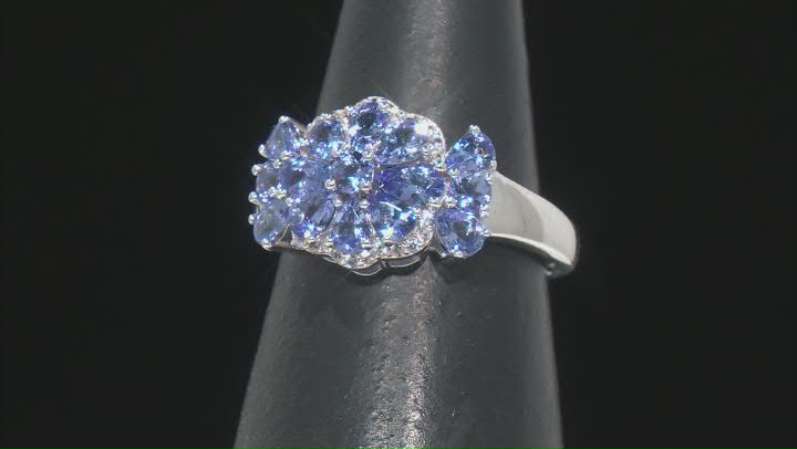 Blue Tanzanite Rhodium Over Sterling Silver Ring 2.24ctw Video Thumbnail