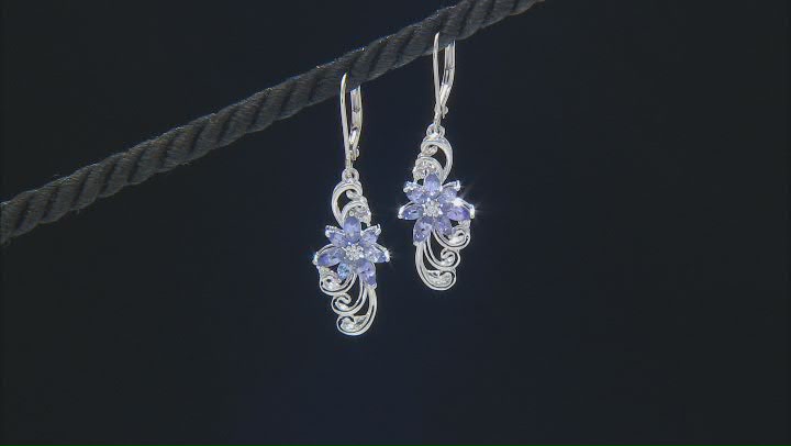 Blue Tanzanite Rhodium Over Sterling Silver Earrings 1.30ctw Video Thumbnail