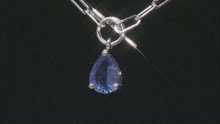 Blue Tanzanite Rhodium Over Sterling Silver Necklace 0.60ctw Video Thumbnail