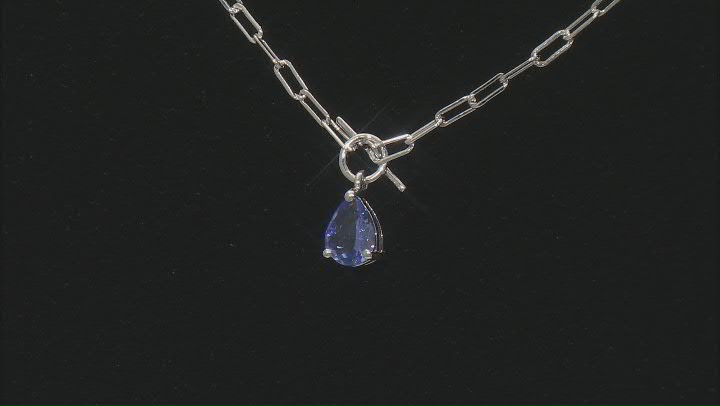 Blue Tanzanite Rhodium Over Sterling Silver Necklace 0.60ctw Video Thumbnail