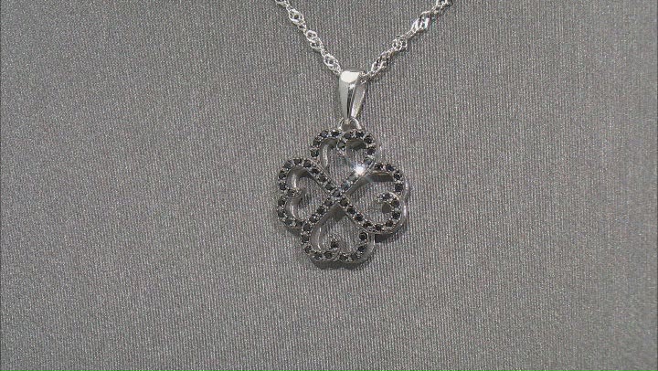 Black Spinel Rhodium Over Sterling Silver Pendant With Chain 0.45ctw Video Thumbnail