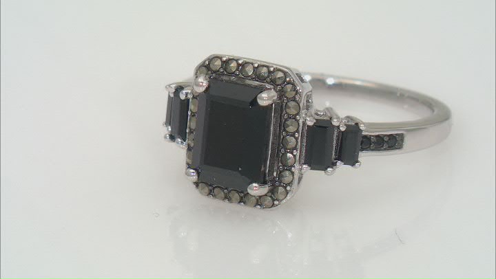Black Spinel Rhodium Over Sterling Silver Ring 2.26ctw Video Thumbnail