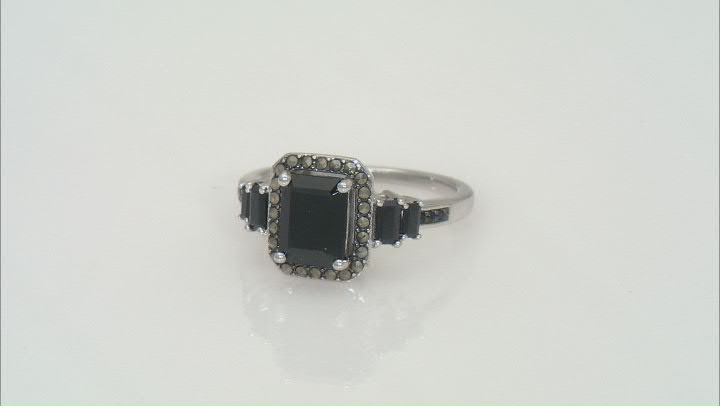 Black Spinel Rhodium Over Sterling Silver Ring 2.26ctw Video Thumbnail