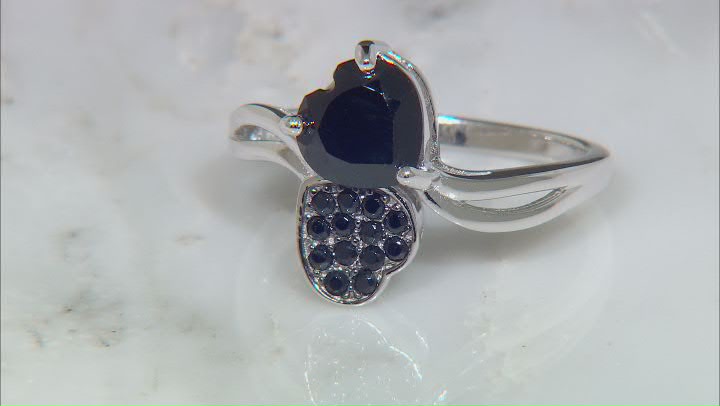 Black Spinel with Black Rhodium Over Sterling Silver Heart Ring 1.80ctw Video Thumbnail