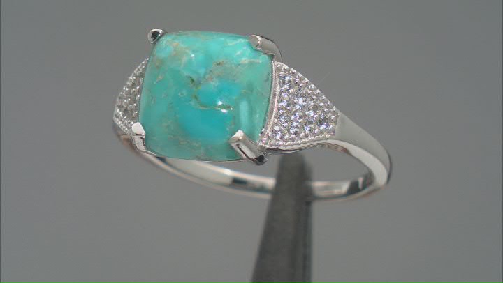 Blue Composite Turquoise Rhodium Over Sterling Silver Ring 0.17ctw Video Thumbnail