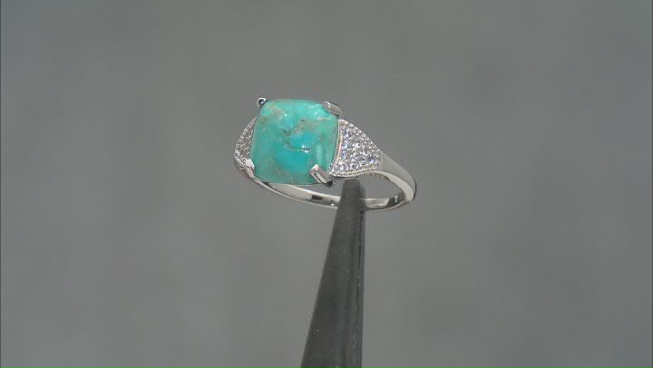 Blue Composite Turquoise Rhodium Over Sterling Silver Ring 0.17ctw Video Thumbnail