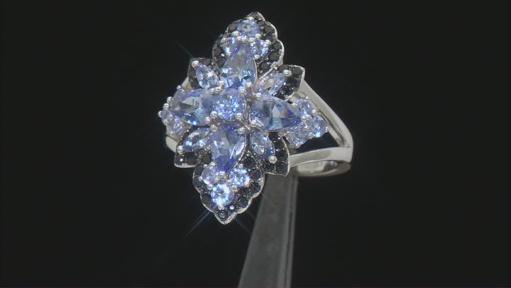 Blue Tanzanite Rhodium Over Sterling Silver Ring 2.58ctw Video Thumbnail
