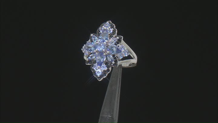 Blue Tanzanite Rhodium Over Sterling Silver Ring 2.58ctw Video Thumbnail