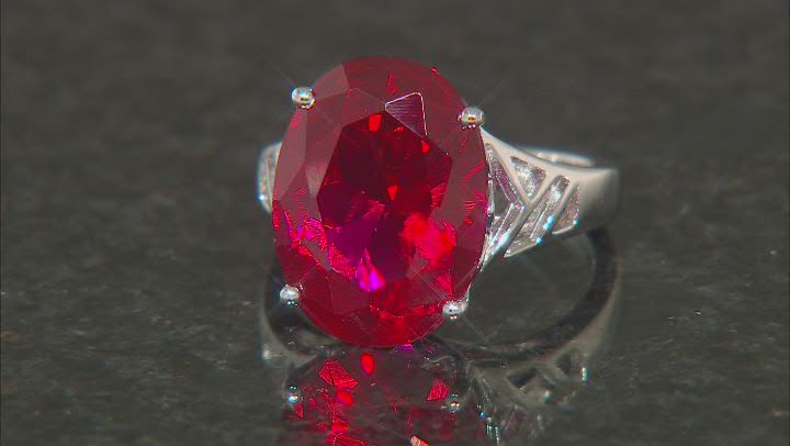 Red Lab Created Ruby Rhodium Over Sterling Silver Ring 9.65ct Video Thumbnail