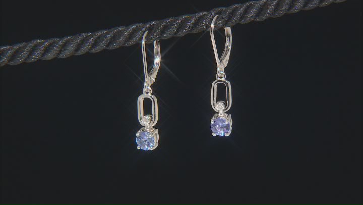 Blue Tanzanite With White Zircon Rhodium Over Sterling Silver Earrings Video Thumbnail