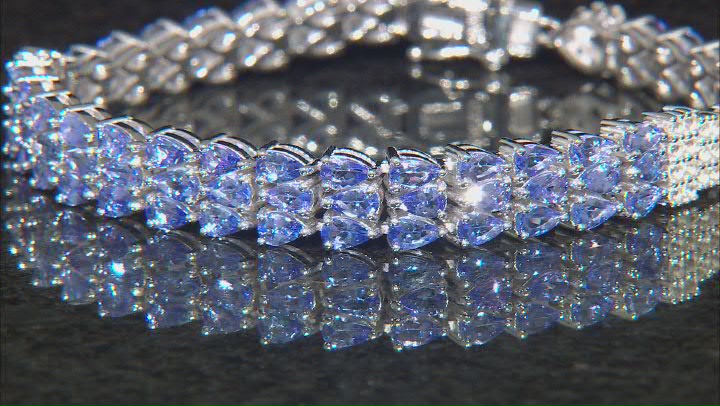 Blue Tanzanite Rhodium Over Sterling Silver Bracelet 12.67ctw Video Thumbnail