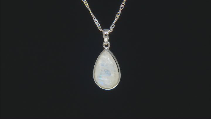 White Rainbow Moonstone Rhodium Over Sterling Silver Necklace Video Thumbnail