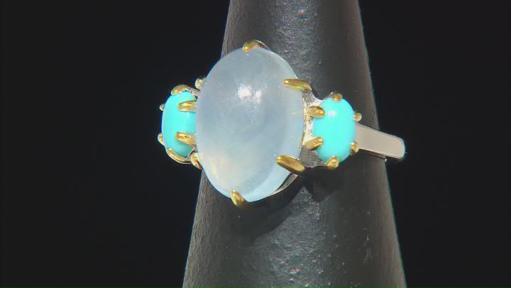 Blue Dreamy Aquamarine With Turquoise Rhodium Over Sterling Silver Ring Video Thumbnail