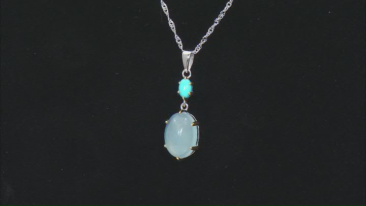Blue Dreamy Aquamarine Rhodium Over Sterling Silver Pendant With Chain Video Thumbnail