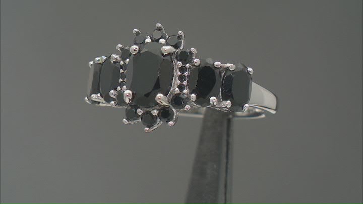 Black Spinel Rhodium Over Sterling Silver Ring 3.43ctw Video Thumbnail