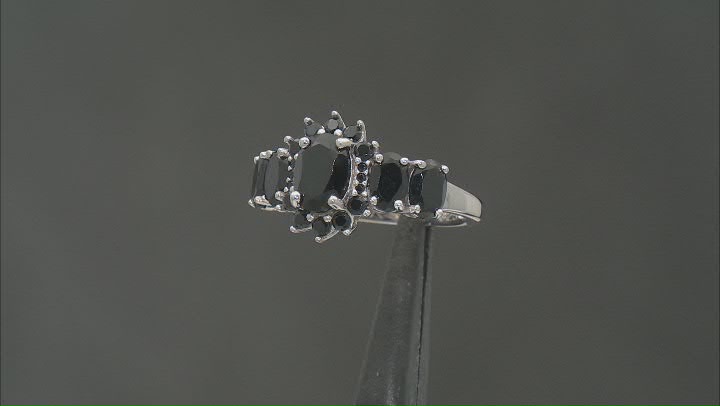 Black Spinel Rhodium Over Sterling Silver Ring 3.43ctw Video Thumbnail