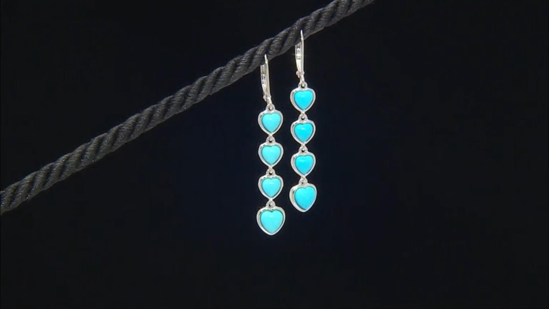 Blue Sleeping Beauty Turquoise Rhodium Over Sterling Silver Heart Earrings Video Thumbnail