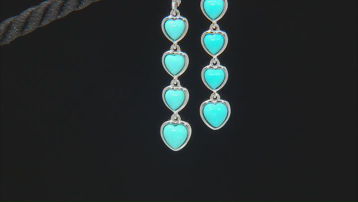 Blue Sleeping Beauty Turquoise Rhodium Over Sterling Silver Heart Earrings Video Thumbnail