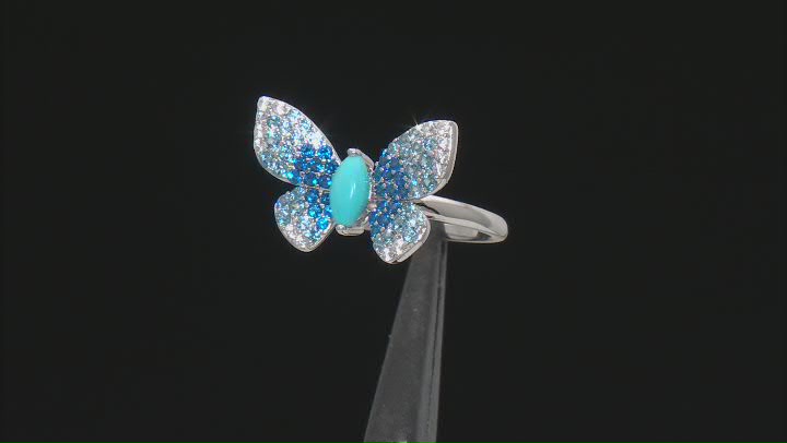 Blue Sleeping Beauty Turquoise Rhodium Over Sterling Silver Ring 1.03ctw Video Thumbnail