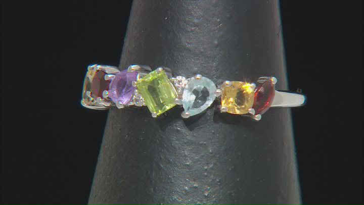 Multi-Color Multi-Stone Rhodium Over Sterling Silver Ring 1.00ctw Video Thumbnail