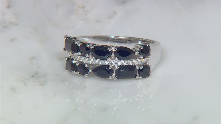 Black Spinel Rhodium Over Sterling Silver Ring 1.89ctw Video Thumbnail