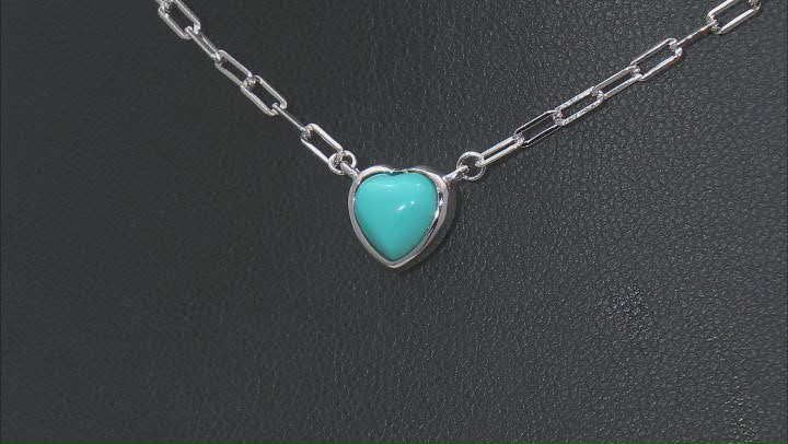 Blue Sleeping Beauty Turquoise Rhodium Over Sterling Silver Necklace Video Thumbnail