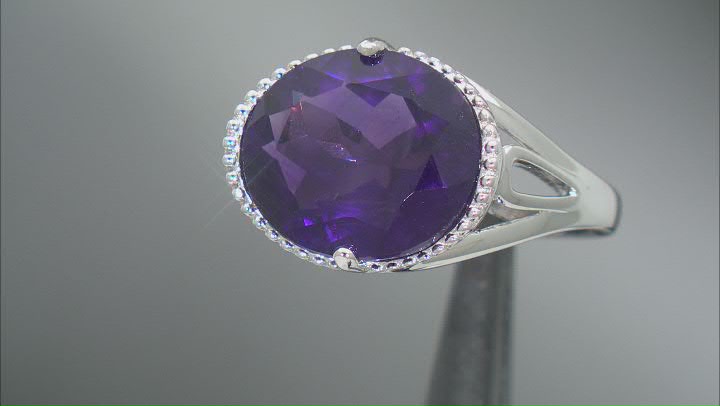 Purple Amethyst Rhodium Over Sterling Silver Ring 5.78ctw Video Thumbnail