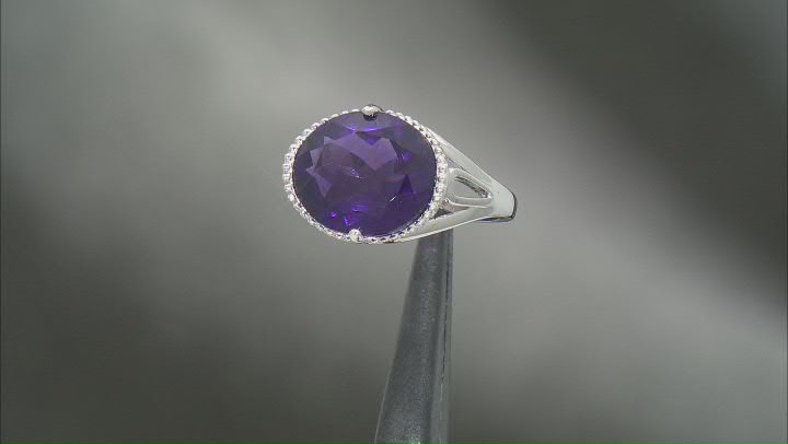 Purple Amethyst Rhodium Over Sterling Silver Ring 5.78ctw Video Thumbnail