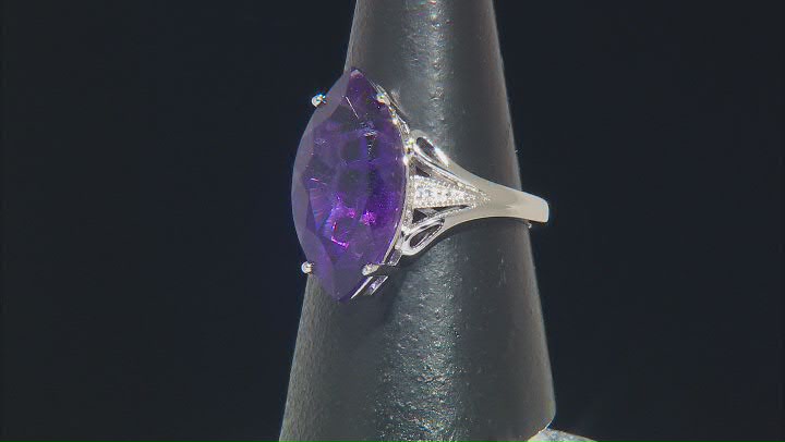 Purple Amethyst Rhodium Over Sterling Silver Ring 5.03ctw Video Thumbnail