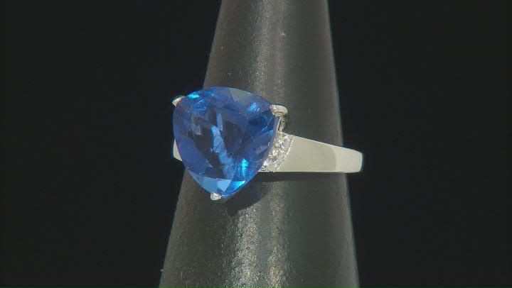 Blue Color Change Fluorite Rhodium Over Sterling Silver Ring 6.56ctw Video Thumbnail