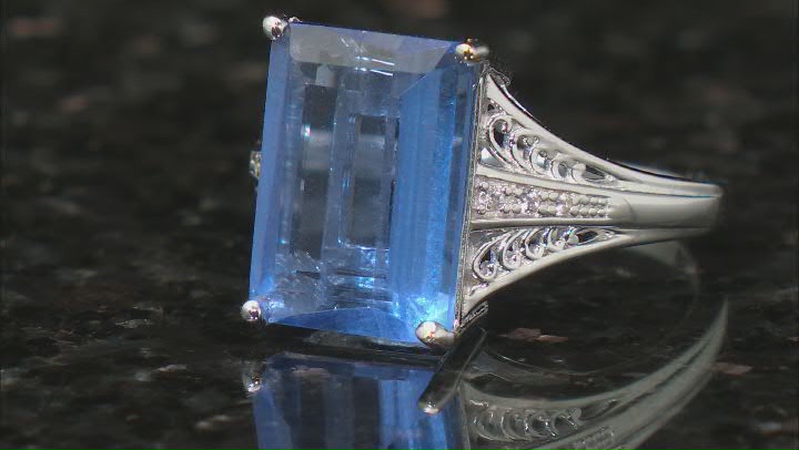 Blue Color Change Fluorite Rhodium Over Sterling Silver Ring 7.69ctw Video Thumbnail