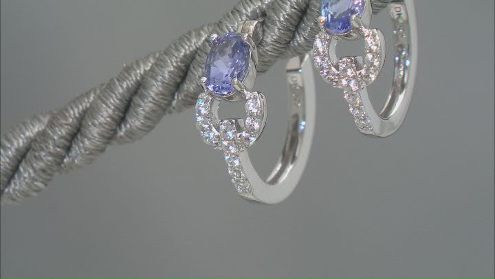 Blue Tanzanite Rhodium Over Sterling Silver Hoop Earrings 0.96ctw Video Thumbnail