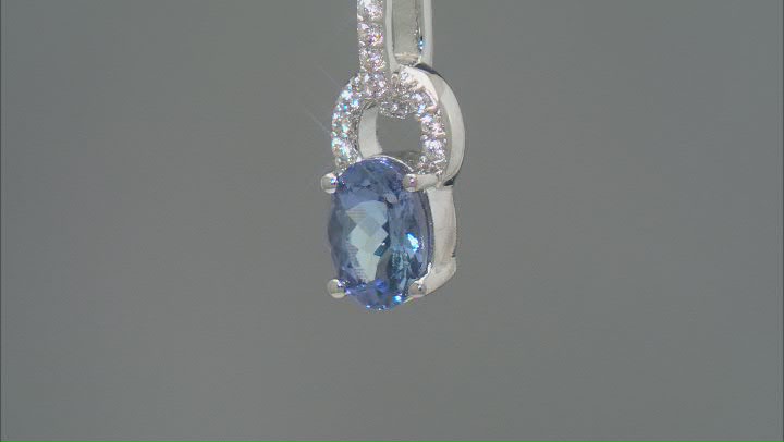 Blue Tanzanite Rhodium Over Sterling Silver Pendant With Chain 0.70ctw Video Thumbnail