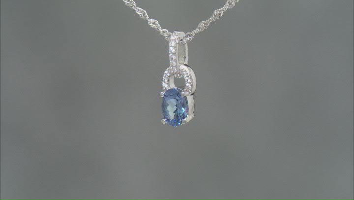 Blue Tanzanite Rhodium Over Sterling Silver Pendant With Chain 0.70ctw Video Thumbnail