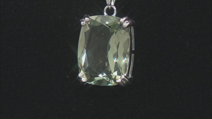 Prasiolite Rhodium Over Sterling Silver Pendant with Chain Video Thumbnail