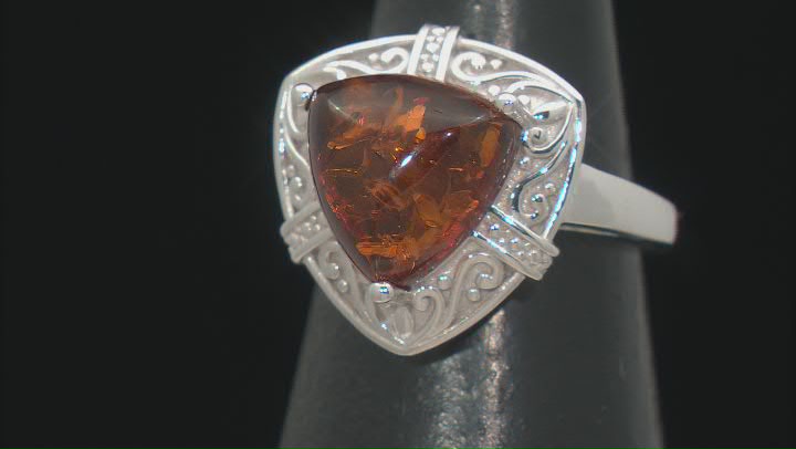 Amber Rhodium Over Sterling Silver Ring 1.70ct Video Thumbnail
