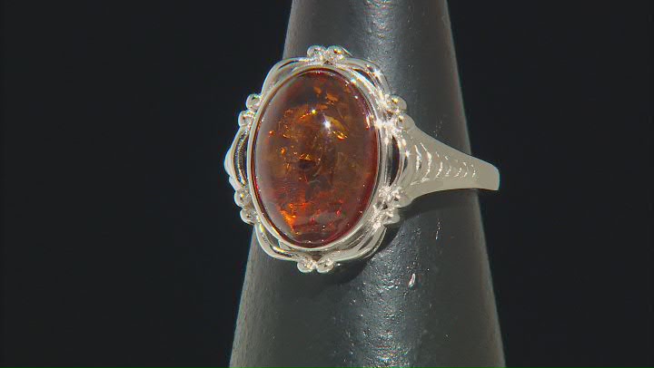 Amber Rhodium Over Sterling Silver Ring Video Thumbnail