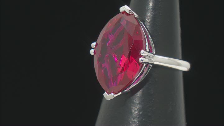 Red Lab Created Ruby Rhodium Over Sterling Silver Ring 12.75ctw Video Thumbnail