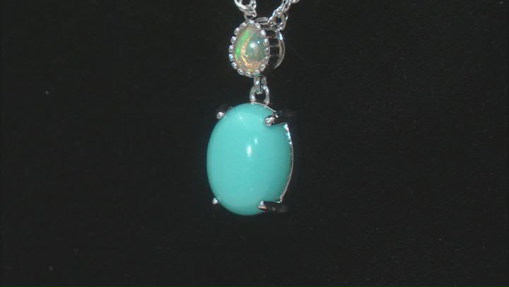 Sleeping Beauty Turquoise Rhodium Over Sterling Silver Pendant with Chain Video Thumbnail