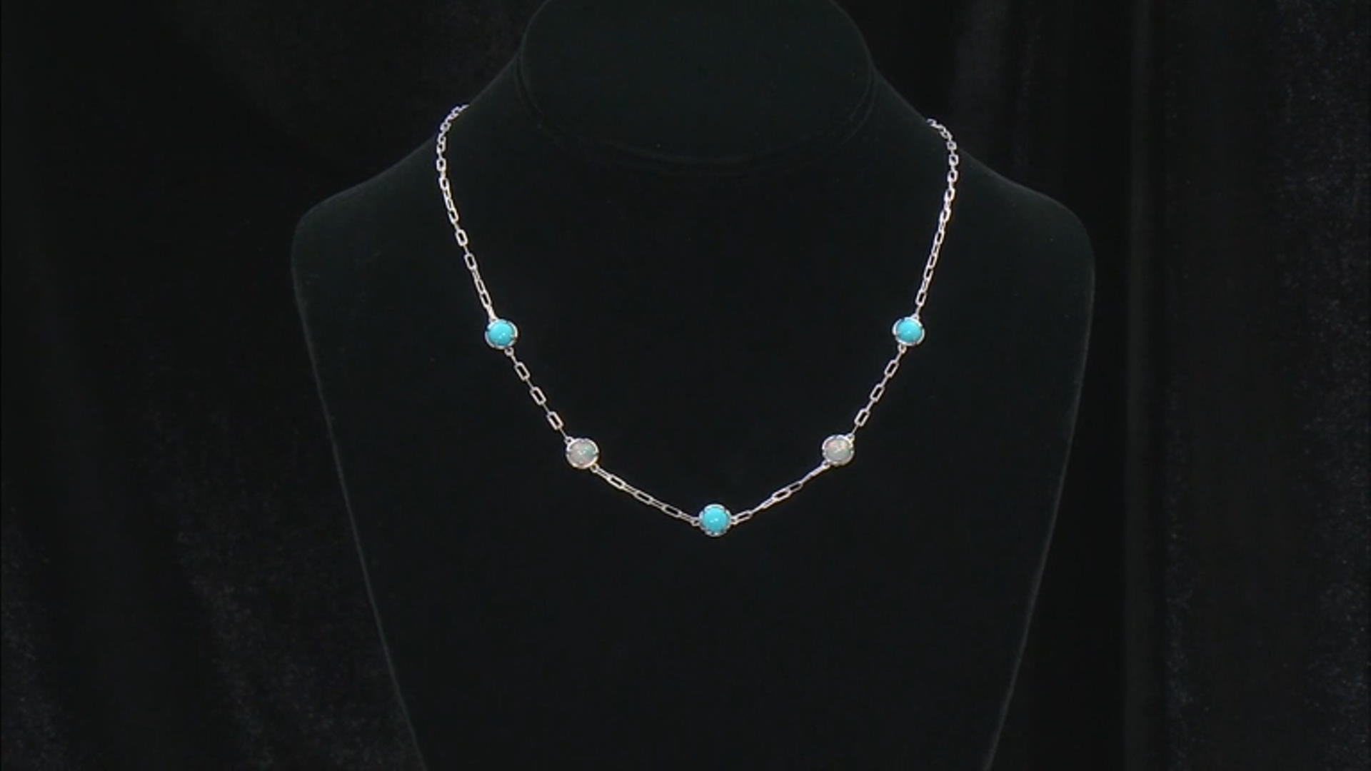 Sleeping Beauty Turquoise Rhodium Over Sterling Silver Station Necklace Video Thumbnail