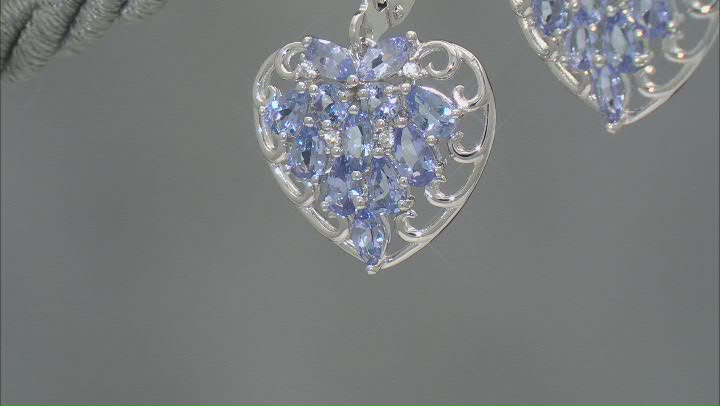 Blue Tanzanite Rhodium Over Sterling Silver Earrings 3.74ctw Video Thumbnail