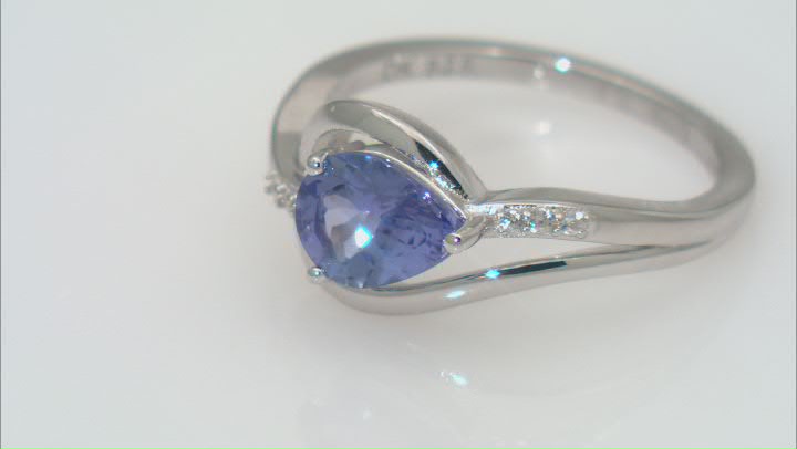 Blue Tanzanite Rhodium Over Sterling Silver Ring 1.02ctw Video Thumbnail