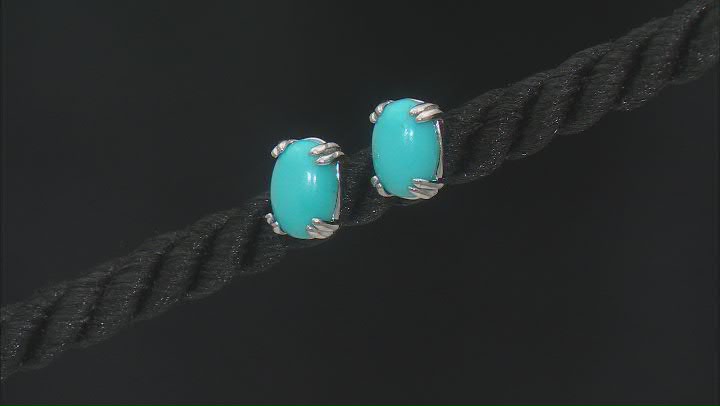 Blue Sleeping Beauty Turquoise Rhodium Over Sterling Silver Earrings Set Video Thumbnail