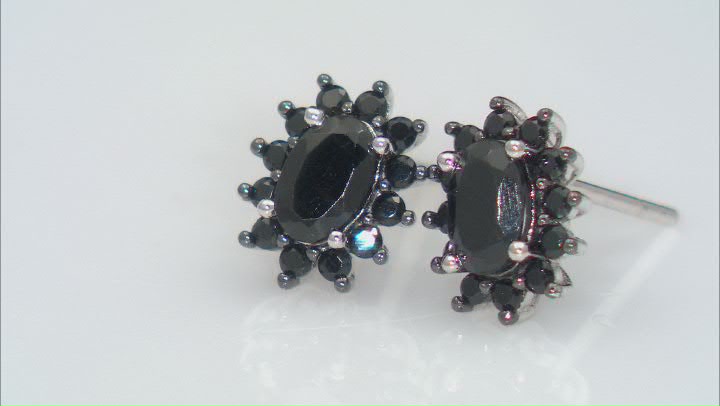 Black Spinel Rhodium Over Sterling Silver Earrings 1.46ctw Video Thumbnail